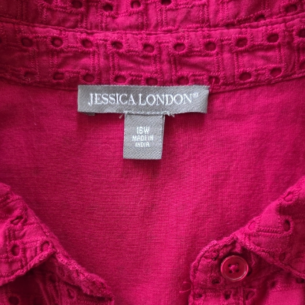 Jessica London Fuchsia Button-Down Midi Dress - Picture 2 of 7